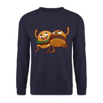 Les hamburgers mangent des bandes dessinées - Sweat-shirt Unisexe - marine - Devant - Alina (178cm) & Michal (187cm)