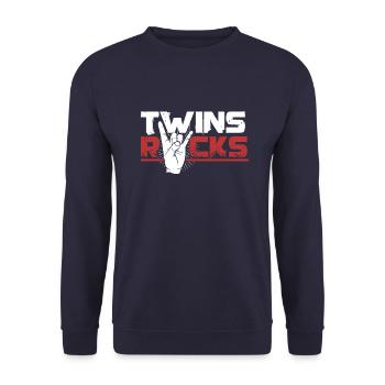 Twins Rocken Zwillinge rocken - Unisex Pullover - Navy - Vorne - Alina (178cm) & Michal (187cm)