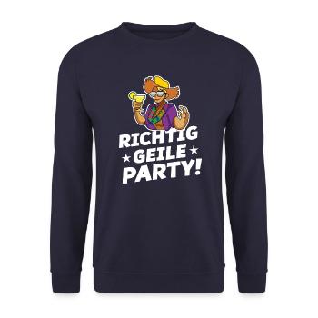 richtig geile party - Unisex Pullover - Navy - Vorne - Alina (178cm) & Michal (187cm)