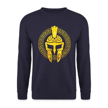 spartaner helm gold - Unisex Pullover - Navy - Vorne - Alina (178cm) & Michal (187cm)