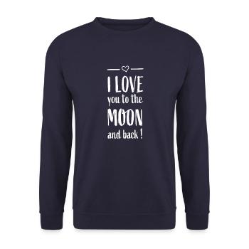 I Love You to the Moon and Back Valentinstag Idee - Unisex Pullover - Navy - Vorne - Alina (178cm) & Michal (187cm)