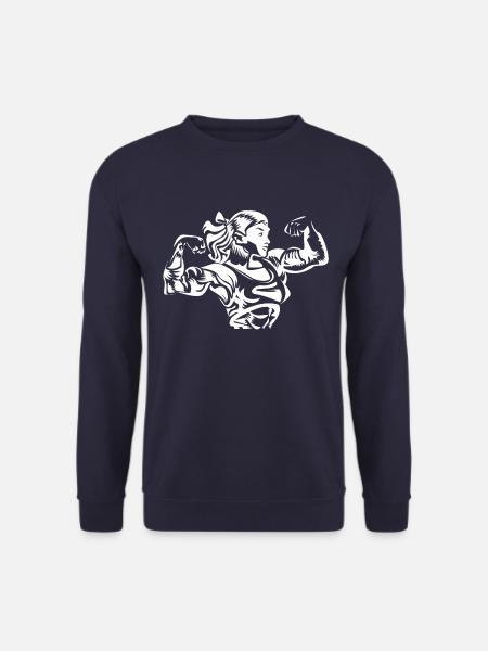 Bodybuilder de muscles femme - Sweat-shirt Unisexe - marine
