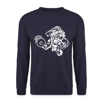 löwe fitness beast bodybuilding - Unisex Pullover - Navy - Vorne - Alina (178cm) & Michal (187cm)