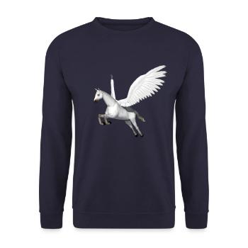 Pegasus, Horse, Flying Horse, Horse with Wing - Unisex Sweatshirt - navy - Front - Alina (178cm) & Michal (187cm)