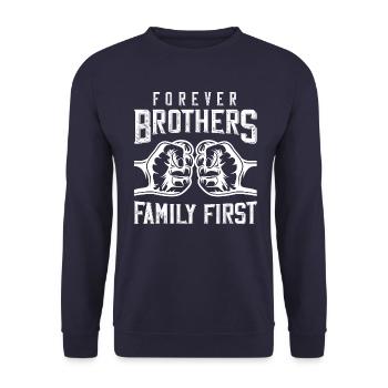 frères, toujours, famille, poing, dire - Sweat-shirt Unisexe - marine - Devant - Alina (178cm) & Michal (187cm)