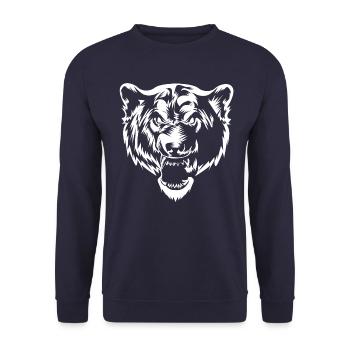 Bear head symbol - Unisex Sweatshirt - navy - Front - Alina (178cm) & Michal (187cm)