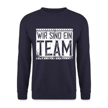 wir sind ein team - Unisex Pullover - Navy - Vorne - Alina (178cm) & Michal (187cm)