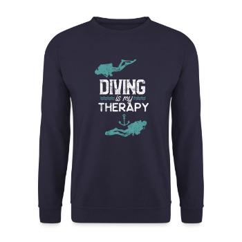 Diving saying therapy - Unisex Sweatshirt - navy - Front - Alina (178cm) & Michal (187cm)