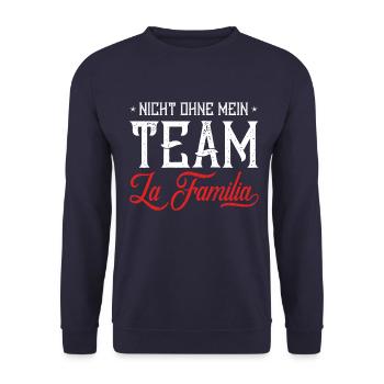 nicht ohne mein team familia - Unisex Pullover - Navy - Vorne - Alina (178cm) & Michal (187cm)