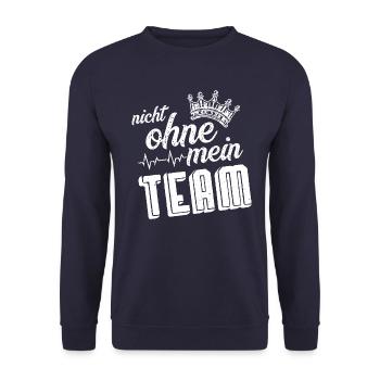 nicht ohne mein team krone - Unisex Pullover - Navy - Vorne - Alina (178cm) & Michal (187cm)