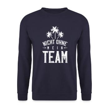nicht ohne mein team palmen - Unisex Pullover - Navy - Vorne - Alina (178cm) & Michal (187cm)