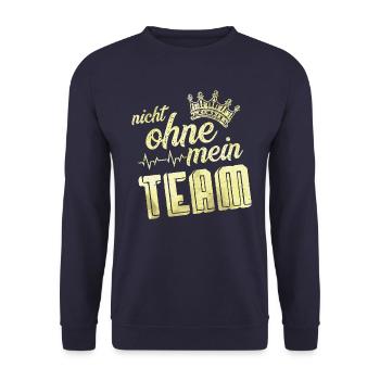 nicht ohne mein team krone - Unisex Pullover - Navy - Vorne - Alina (178cm) & Michal (187cm)