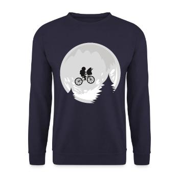 astronaut fahrrad mond universum - Unisex Pullover - Navy - Vorne - Alina (178cm) & Michal (187cm)