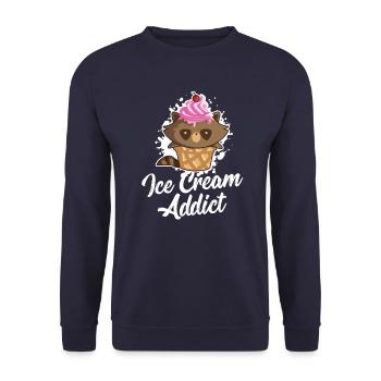 Waschbär Eiscreme Eis lecker - Unisex Pullover - Navy - Vorne - Alina (178cm) & Michal (187cm)