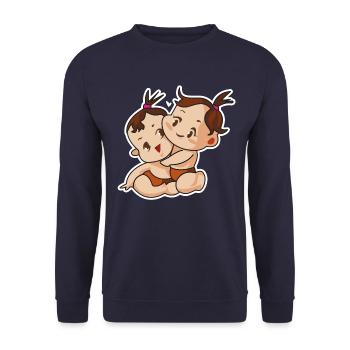 twins comic baby - Unisex Sweatshirt - navy - Front - Alina (178cm) & Michal (187cm)