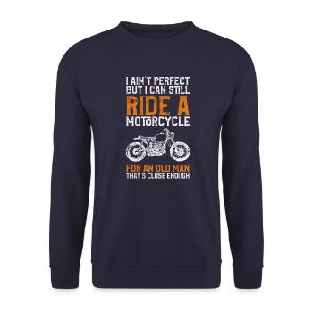 Motorrad Spruch alter mann biker - Unisex Pullover - Navy - Vorne - Alina (178cm) & Michal (187cm)