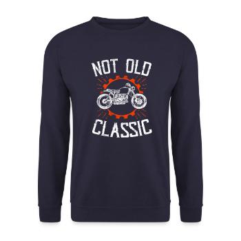 Motorrad Spruch alt lustig biker - Unisex Pullover - Navy - Vorne - Alina (178cm) & Michal (187cm)