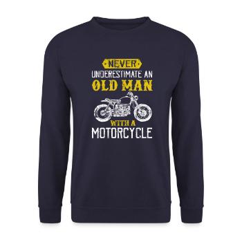 Motorrad Spruch alter mann biker - Unisex Pullover - Navy - Vorne - Alina (178cm) & Michal (187cm)