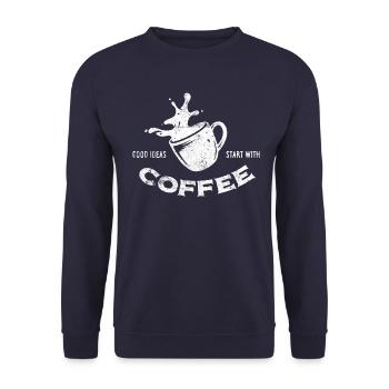 Coffee saying buhuhumor - Unisex Sweatshirt - navy - Front - Alina (178cm) & Michal (187cm)