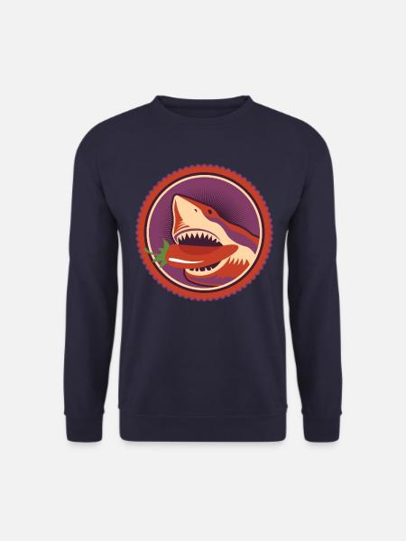 Vegan Hai - Maskottchen - frisst Chili - Unisex Pullover - Navy