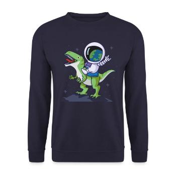 astronaut dinosaurier - Unisex Pullover - Navy - Vorne - Alina (178cm) & Michal (187cm)