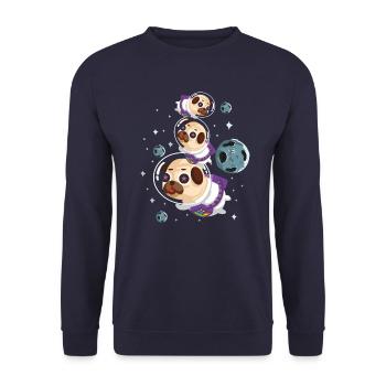 pug dog pug astronaut space - Unisex Sweatshirt - navy - Front - Alina (178cm) & Michal (187cm)