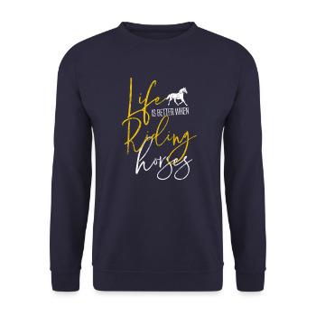 Equitation Cavalier Equestre Sport Vie - Sweat-shirt Unisexe - marine - Devant - Alina (178cm) & Michal (187cm)