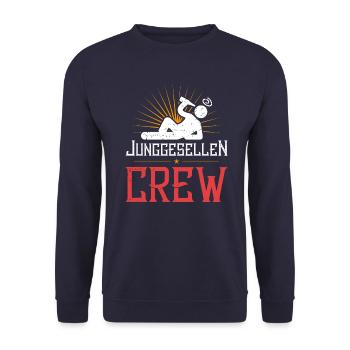 junggesellen crew saufen - Unisex Pullover - Navy - Vorne - Alina (178cm) & Michal (187cm)