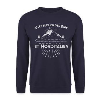 Everything south of the Elbe is northern Italy - Unisex Sweatshirt - navy - Front - Alina (178cm) & Michal (187cm)