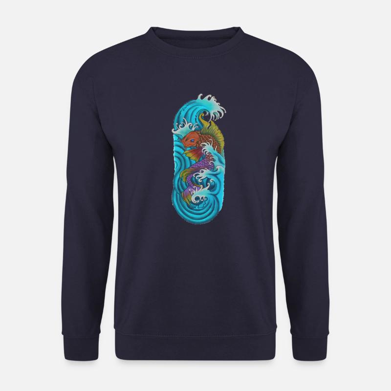 Japanischer Koi Fisch Orange lila - Unisex Pullover - Navy