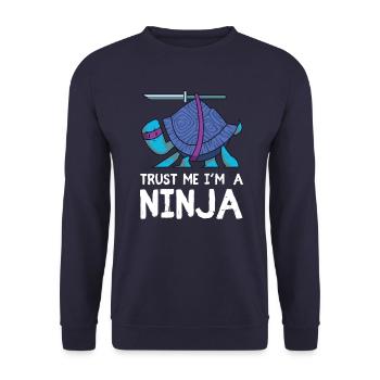 ninja schildkröte lustig samurai - Unisex Pullover - Navy - Vorne - Alina (178cm) & Michal (187cm)