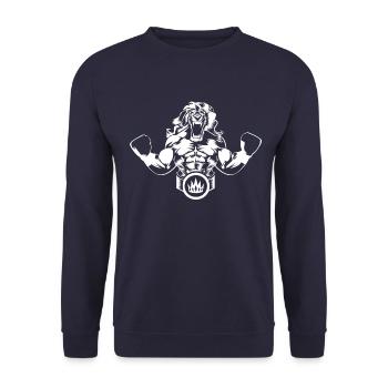 löwe boxer - Unisex Pullover - Navy - Vorne - Alina (178cm) & Michal (187cm)
