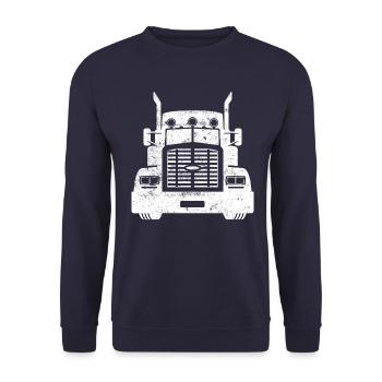 Truck fernfahrer lkw lastwagen - Unisex Pullover - Navy - Vorne - Alina (178cm) & Michal (187cm)