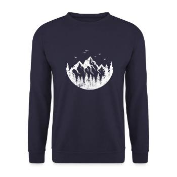 Montagnes nature forêt icône icône - Sweat-shirt Unisexe - marine - Devant - Alina (178cm) & Michal (187cm)