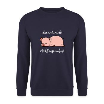 Cochon mignon - cadeau animal fatigué endormi - Sweat-shirt Unisexe - marine - Devant - Alina (178cm) & Michal (187cm)
