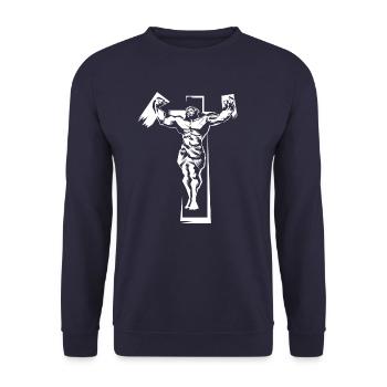 jesus cross power faith king - Unisex Sweatshirt - navy - Front - Alina (178cm) & Michal (187cm)