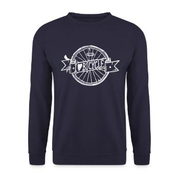 I love cycling bike heart saying - Unisex Sweatshirt - navy - Front - Alina (178cm) & Michal (187cm)