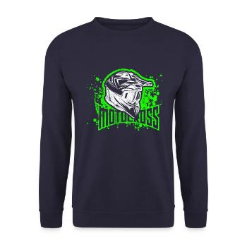 motocross sport bike driver helmet - Unisex Sweatshirt - navy - Front - Alina (178cm) & Michal (187cm)