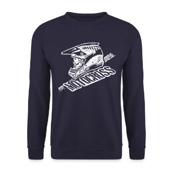 motocross sport bike driver helmet - Unisex Sweatshirt - navy - Front - Alina (178cm) & Michal (187cm)