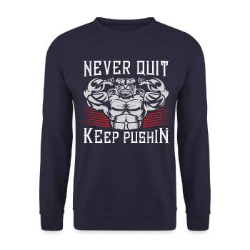 Hund Beast niemals aufgeben - Unisex Pullover - Navy - Vorne - Alina (178cm) & Michal (187cm)