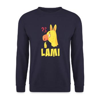 Lami the Lama - Unisex Sweatshirt - navy - Front - Alina (178cm) & Michal (187cm)