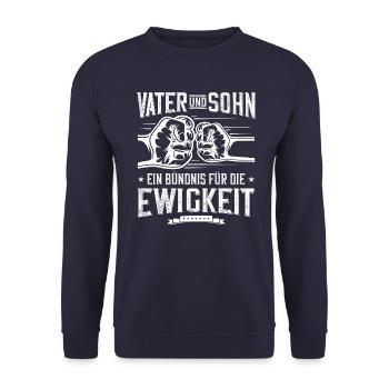 vater sohn ewigkeit faustschlag - Unisex Pullover - Navy - Vorne - Alina (178cm) & Michal (187cm)