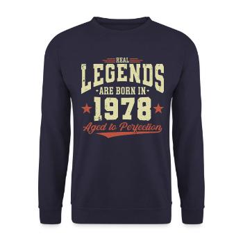Les légendes sont nées en 1978 - Sweat-shirt Unisexe - marine - Devant - Alina (178cm) & Michal (187cm)
