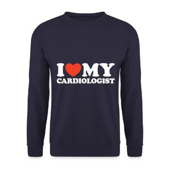 I love my Cardiologist Heart Shirt - Unisex Sweatshirt - navy - Front - Alina (178cm) & Michal (187cm)