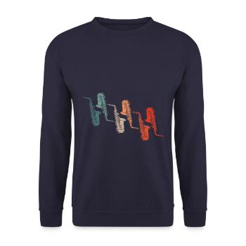 Vintage Retro Saxophone - Unisex Pullover - Navy - Vorne - Alina (178cm) & Michal (187cm)