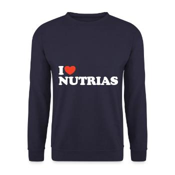 I love Nutrias Heart Shirt - Unisex Sweatshirt - navy - Front - Alina (178cm) & Michal (187cm)