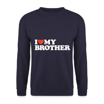 J’aime mon frère T-shirt cœur - Sweat-shirt Unisexe - marine - Devant - Alina (178cm) & Michal (187cm)