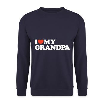 J’adore ma chemise coeur de grand-père - Sweat-shirt Unisexe - marine - Devant - Alina (178cm) & Michal (187cm)