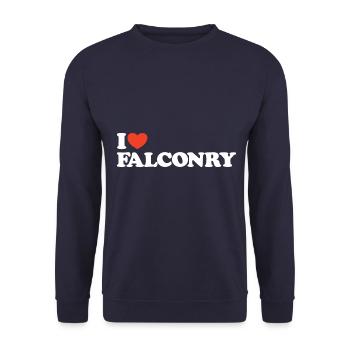 I love Falconry Heart Shirt - Unisex Sweatshirt - navy - Front - Alina (178cm) & Michal (187cm)