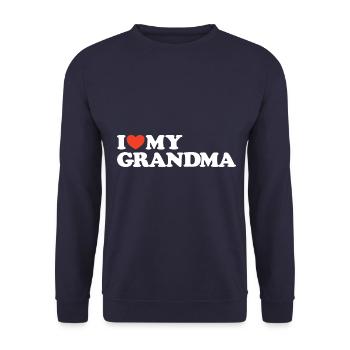 J’adore ma chemise cœur de grand-mère - Sweat-shirt Unisexe - marine - Devant - Alina (178cm) & Michal (187cm)